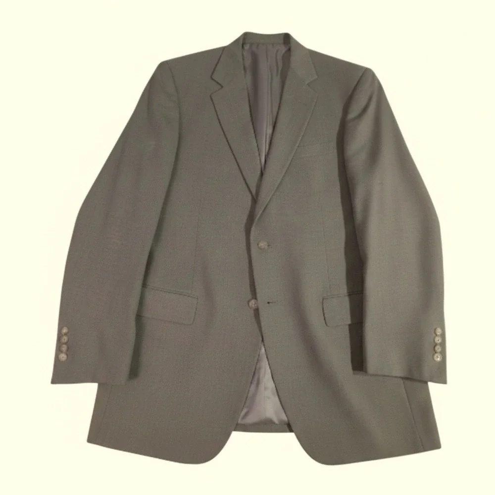 Tallia‎ Uomo Worsted Wool Jacket 44L Brown Made in USA Serra Super 110s